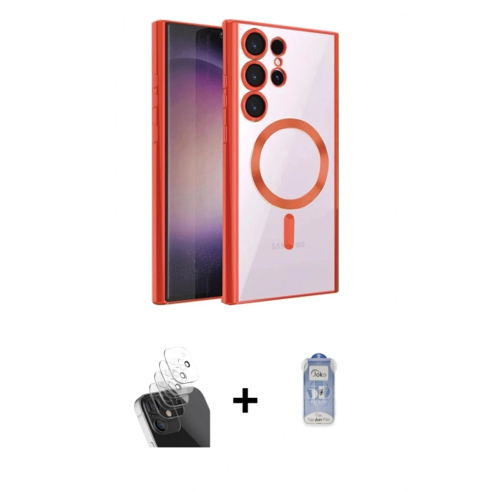 MARSİLYAN™- Galaxy S24 Ultra Kılıf Nova Işık Özel Seri - Siyah Joko Magic 5D Cam + Kamera Lens Koruma Cam - SF