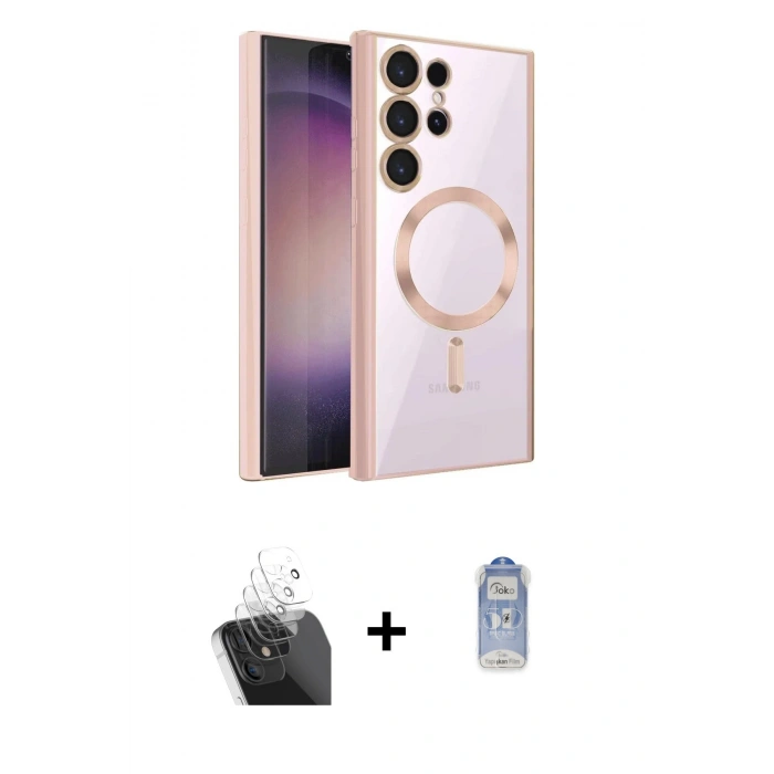 MARSİLYAN™- Galaxy S24 Ultra Kılıf Nova Işık Özel Seri - Siyah Joko Magic 5D Cam + Kamera Lens Koruma Cam - SF