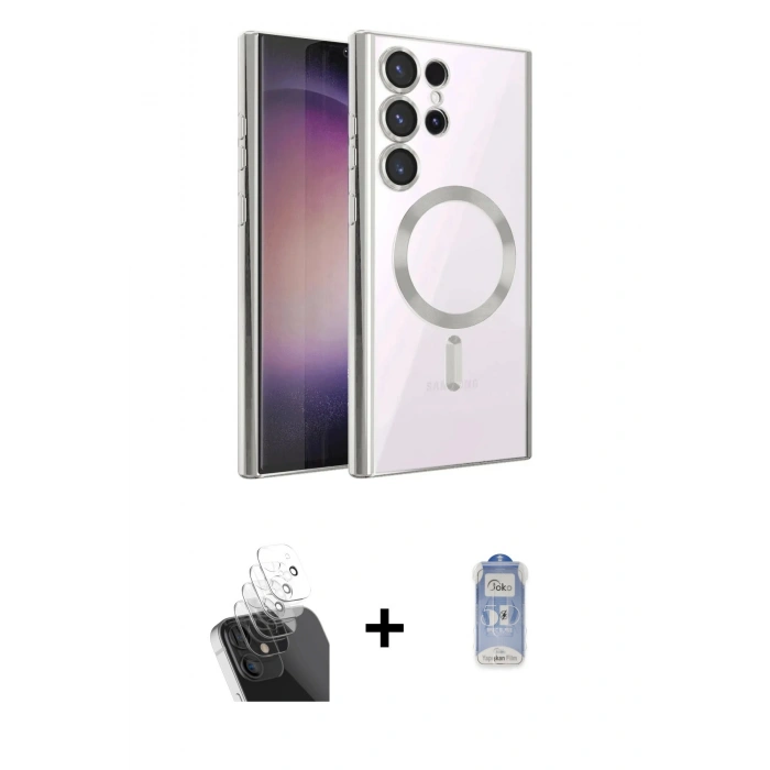 MARSİLYAN™- Galaxy S24 Ultra Kılıf Nova Işık Özel Seri - Siyah Joko Magic 5D Cam + Kamera Lens Koruma Cam - SF