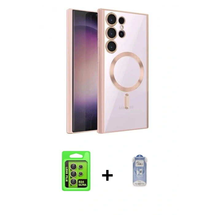 MARSİLYAN™- Galaxy S24 Ultra Kılıf Nova Işık Özel Seri - Siyah Joko Magic 5D Cam + Raze Metal Kamera Lens - SI
