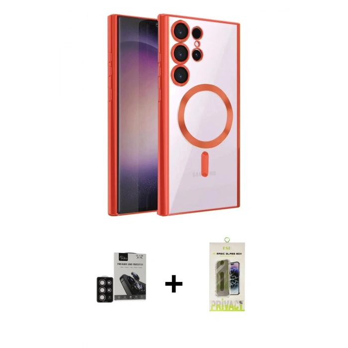 MARSİLYAN™- Galaxy S24 Ultra Kılıf Nova Işık Özel Seri - Siyah Joko Magic 5D Hayalet Cam + PVD Metal Kamera Lens - DNMR