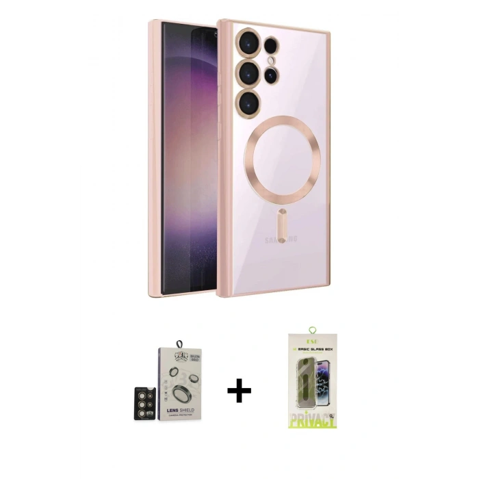 MARSİLYAN™- Galaxy S24 Ultra Kılıf Nova Işık Özel Seri - Siyah Joko Magic 5D Hayalet Cam + Bilvis Titan Kamera Lens - GD