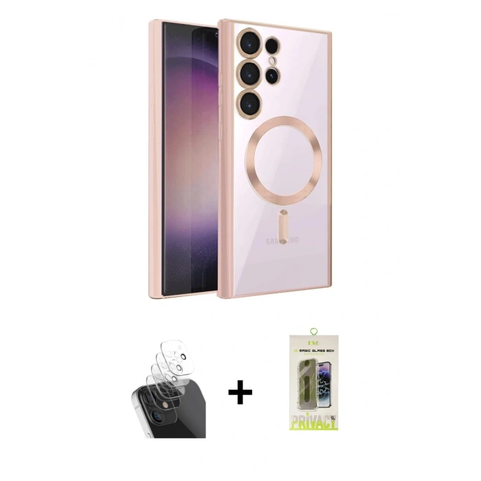 MARSİLYAN™- Galaxy S24 Ultra Kılıf Nova Işık Özel Seri - Siyah Joko Magic 5D Hayalet Cam + Kamera Lens Koruma Cam - SF