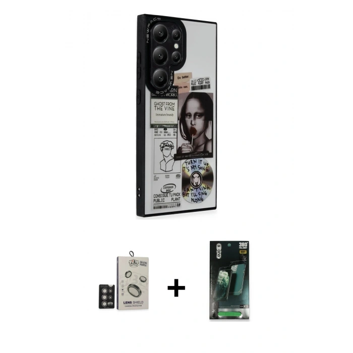 MARSİLYAN™- Galaxy S24 Ultra Kılıf Odak Klasik Serisi - Siyah 360 Mat Full Body Arka Koruyucu + Bilvis Titan Kamera Lens - DNMR
