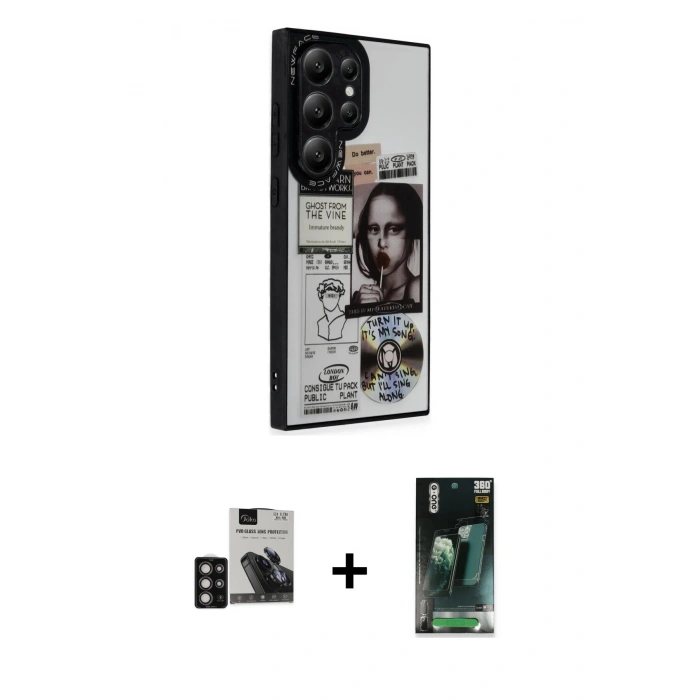 MARSİLYAN™- Galaxy S24 Ultra Kılıf Odak Klasik Serisi - Siyah 360 Mat Full Body Arka Koruyucu + PVD Metal Kamera Lens - DNMR