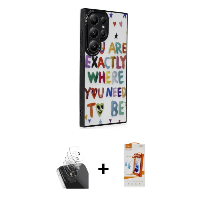 MARSİLYAN™- Galaxy S24 Ultra Kılıf Odak Klasik Serisi - Siyah AutoKit 5in1 Fiber Polymer Nano Ekran Koruyucu + Kamera Lens Koruma Cam - SF