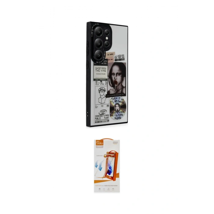 MARSİLYAN™- Galaxy S24 Ultra Kılıf Odak Klasik Serisi - Siyah AutoKit 5in1 Fiber Polymer Nano Ekran Koruyucu