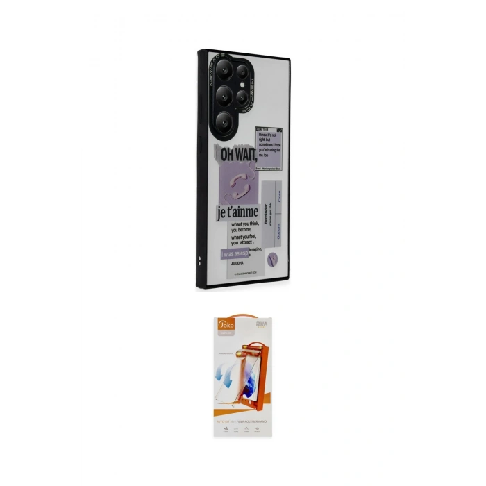 MARSİLYAN™- Galaxy S24 Ultra Kılıf Odak Klasik Serisi - Siyah AutoKit 5in1 Fiber Polymer Nano Ekran Koruyucu