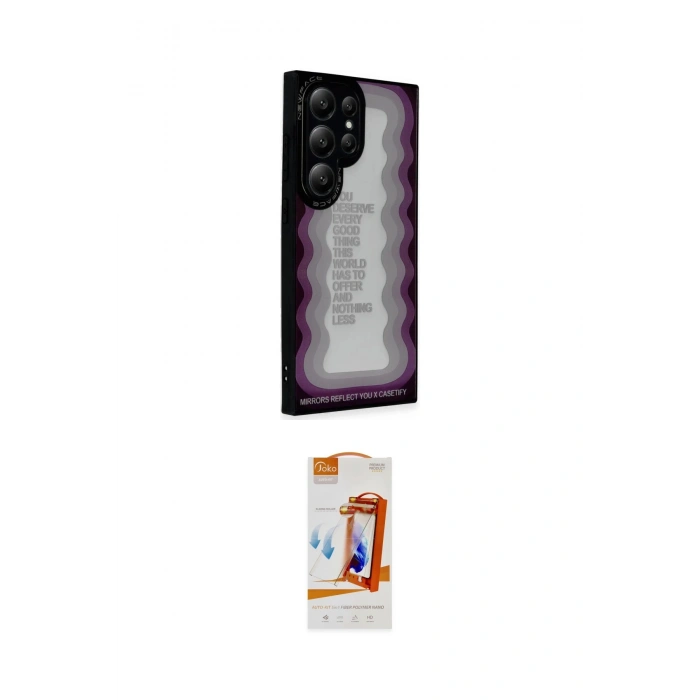 MARSİLYAN™- Galaxy S24 Ultra Kılıf Odak Klasik Serisi - Siyah AutoKit 5in1 Fiber Polymer Nano Ekran Koruyucu
