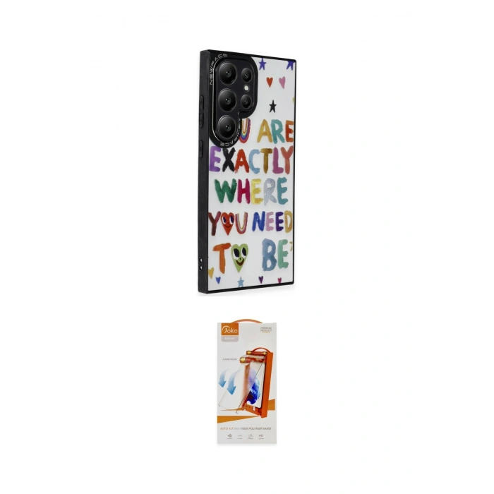 MARSİLYAN™- Galaxy S24 Ultra Kılıf Odak Klasik Serisi - Siyah AutoKit 5in1 Fiber Polymer Nano Ekran Koruyucu