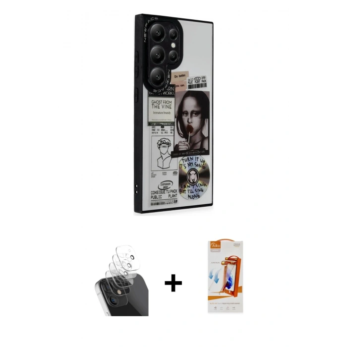 MARSİLYAN™- Galaxy S24 Ultra Kılıf Odak Klasik Serisi - Siyah AutoKit 5in1 Fiber Polymer Nano Ekran Koruyucu + Kamera Lens Koruma Cam - SF