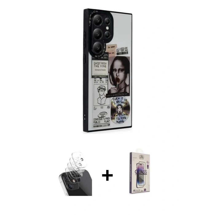 MARSİLYAN™- Galaxy S24 Ultra Kılıf Odak Klasik Serisi - Siyah Bilvis 3D Cam Ekran Koruyucu + Kamera Lens Koruma Cam - SF