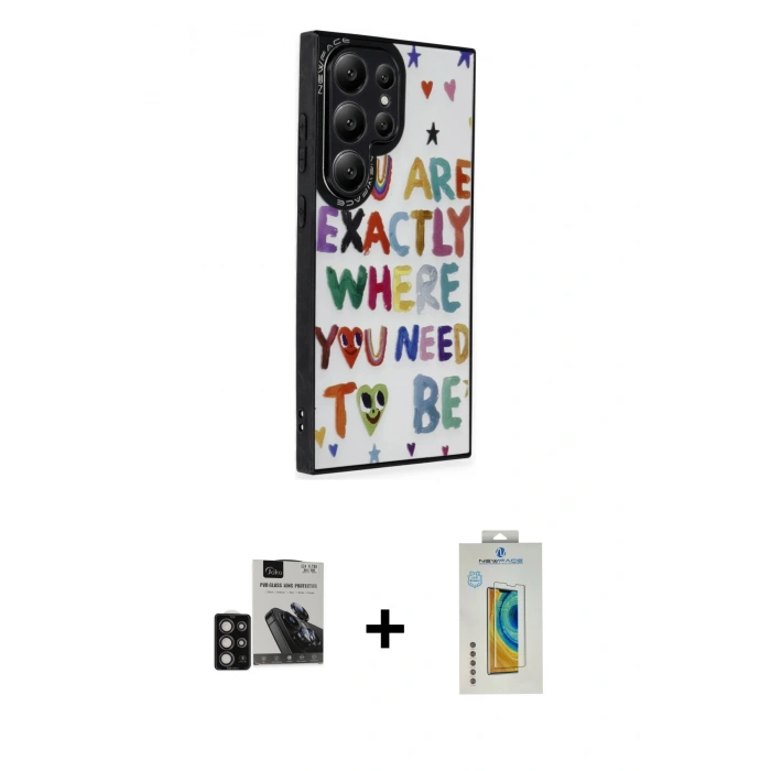 MARSİLYAN™- Galaxy S24 Ultra Kılıf Odak Klasik Serisi - Siyah Polymer Nano Ekran Koruyucu + PVD Metal Kamera Lens - DNMR