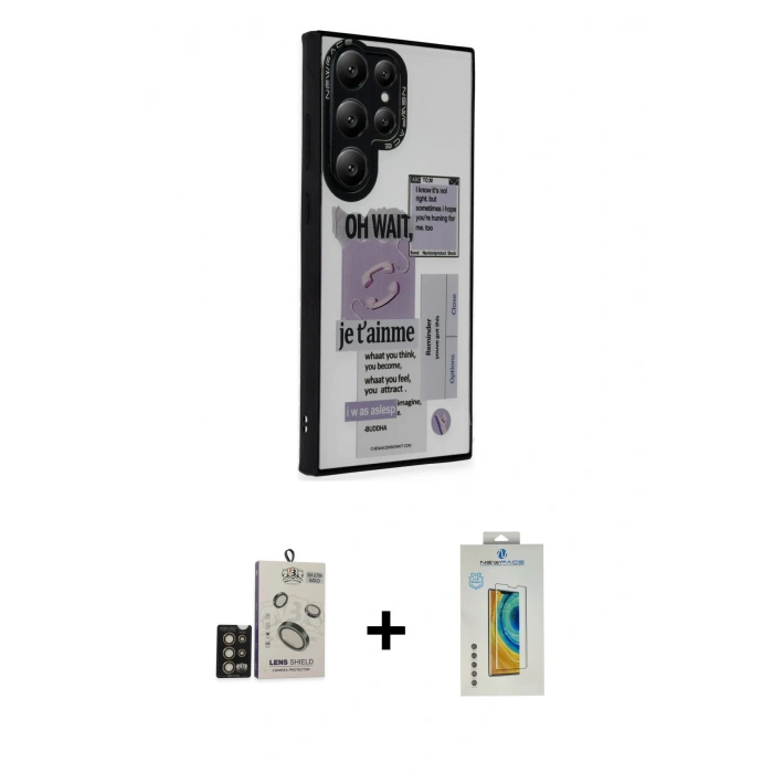 MARSİLYAN™- Galaxy S24 Ultra Kılıf Odak Klasik Serisi - Siyah Polymer Nano Ekran Koruyucu + Bilvis Titan Kamera Lens - GD