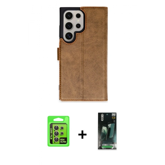 MARSİLYAN™- Galaxy S24 Ultra Kılıf Siluet Işık Serisi - Şeffaf 360 Full Body Arka Koruyucu + Raze Metal Kamera Lens - SI