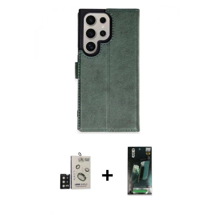 MARSİLYAN™- Galaxy S24 Ultra Kılıf Siluet Işık Serisi - Siyah 360 Mat Full Body Arka Koruyucu + Bilvis Titan Kamera Lens - SH