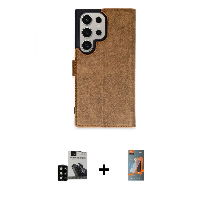 MARSİLYAN™- Galaxy S24 Ultra Kılıf Siluet Işık Serisi - Siyah AutoKit 5in1 Fiber Hayalet Polymer Nano Ekran Koruyucu + PVD Metal Kamera Lens - SH