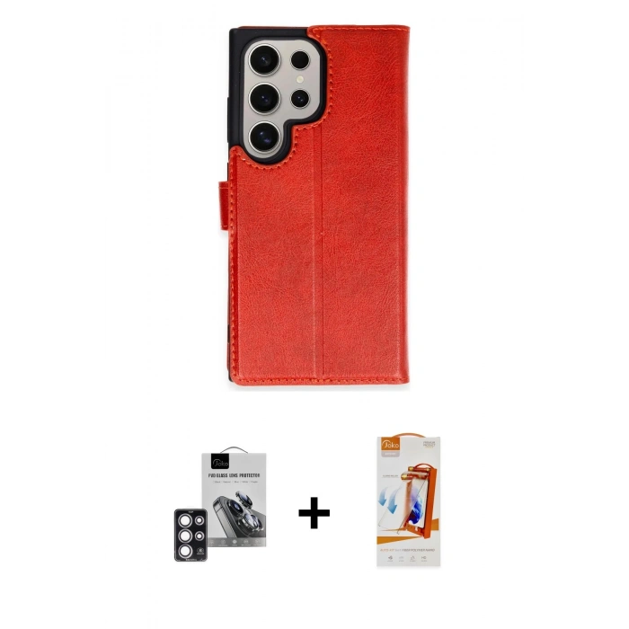 MARSİLYAN™- Galaxy S24 Ultra Kılıf Siluet Işık Serisi - Siyah AutoKit 5in1 Fiber Polymer Nano Ekran Koruyucu + PVD Metal Kamera Lens - PE
