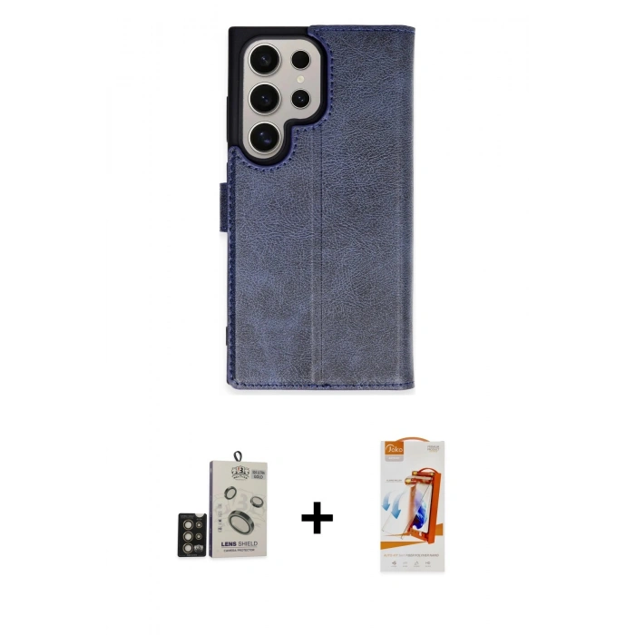 MARSİLYAN™- Galaxy S24 Ultra Kılıf Siluet Işık Serisi - Siyah AutoKit 5in1 Fiber Polymer Nano Ekran Koruyucu + Bilvis Titan Kamera Lens - GD