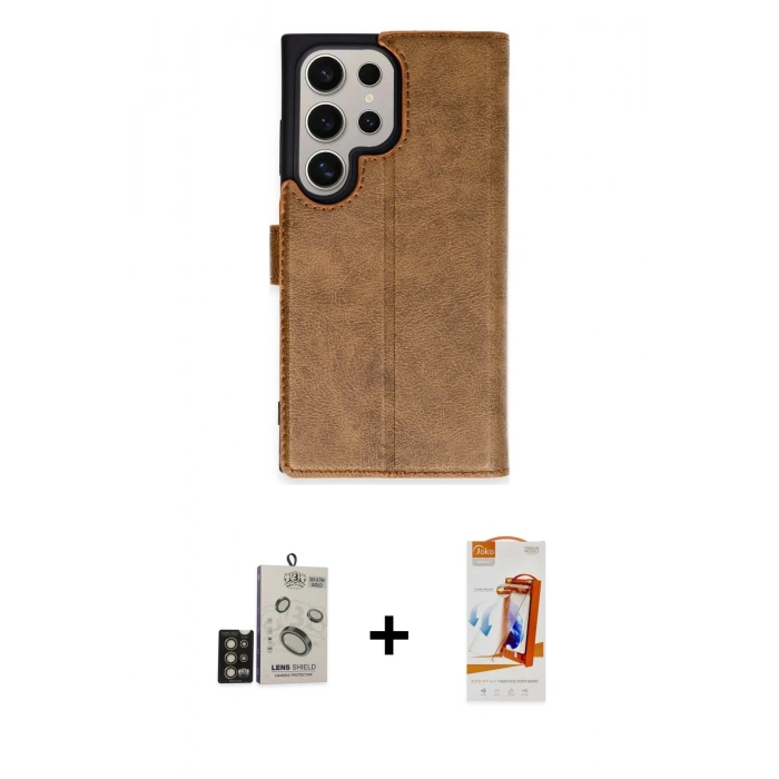 MARSİLYAN™- Galaxy S24 Ultra Kılıf Siluet Işık Serisi - Siyah AutoKit 5in1 Fiber Polymer Nano Ekran Koruyucu + Bilvis Titan Kamera Lens - GD