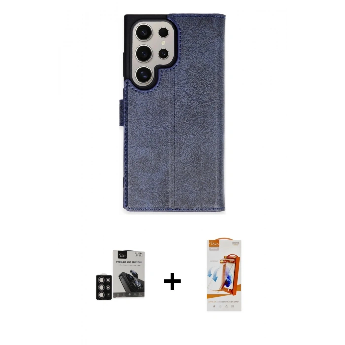 MARSİLYAN™- Galaxy S24 Ultra Kılıf Siluet Işık Serisi - Siyah AutoKit 5in1 Fiber Polymer Nano Ekran Koruyucu + PVD Metal Kamera Lens - DNMR