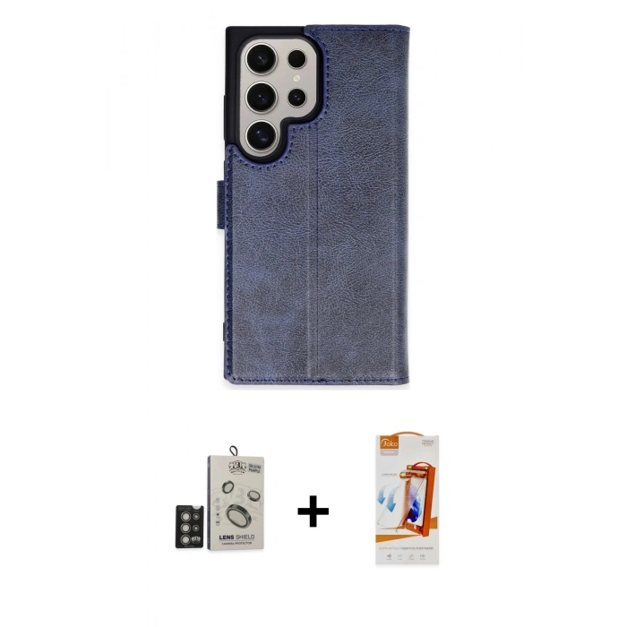 MARSİLYAN™- Galaxy S24 Ultra Kılıf Siluet Işık Serisi - Siyah AutoKit 5in1 Fiber Polymer Nano Ekran Koruyucu + Bilvis Titan Kamera Lens - DNMR