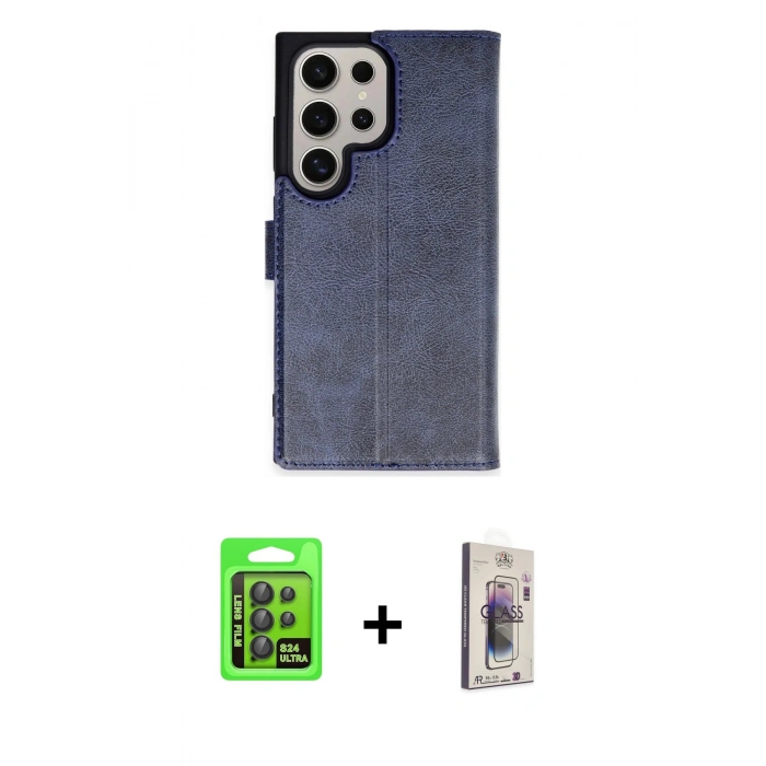 MARSİLYAN™- Galaxy S24 Ultra Kılıf Siluet Işık Serisi - Siyah Bilvis 3D Cam Ekran Koruyucu + Raze Metal Kamera Lens - SH