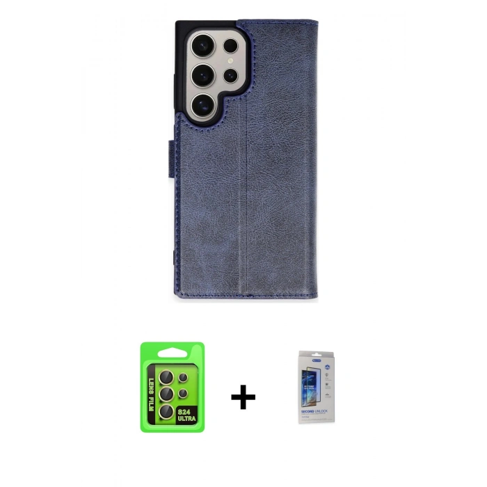 MARSİLYAN™- Galaxy S24 Ultra Kılıf Siluet Işık Serisi - Siyah Durable Full Glue Curved Cam + Raze Metal Kamera Lens - SI