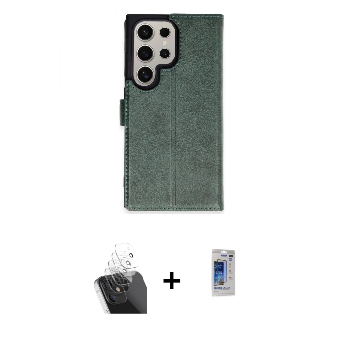 MARSİLYAN™- Galaxy S24 Ultra Kılıf Siluet Işık Serisi - Siyah Durable Full Glue Curved Hayalet Cam + Kamera Lens Koruma Cam - SF