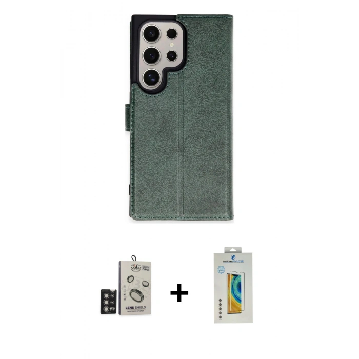 MARSİLYAN™- Galaxy S24 Ultra Kılıf Siluet Işık Serisi - Siyah Polymer Nano Ekran Koruyucu + Bilvis Titan Kamera Lens - DNMR