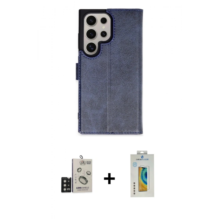 MARSİLYAN™- Galaxy S24 Ultra Kılıf Siluet Işık Serisi - Siyah Polymer Nano Ekran Koruyucu + Bilvis Titan Kamera Lens - SH
