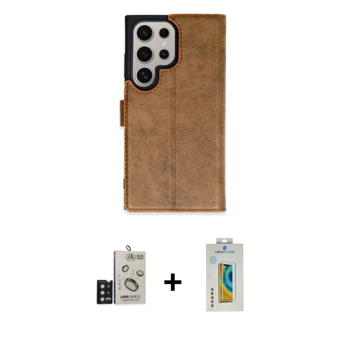 MARSİLYAN™- Galaxy S24 Ultra Kılıf Siluet Işık Serisi - Siyah Polymer Nano Ekran Koruyucu + Bilvis Titan Kamera Lens - SH