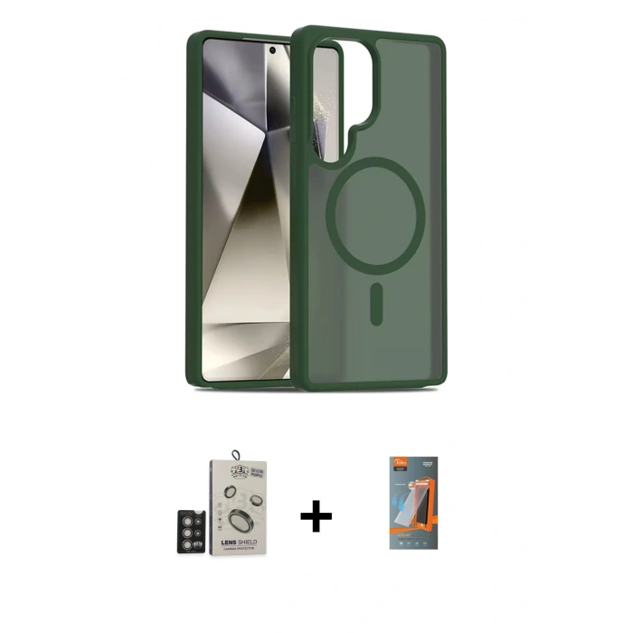 MARSİLYAN™- Galaxy S24 Ultra Kılıf Siluet Minimal Prime - Siyah AutoKit 5in1 Fiber Hayalet Polymer Nano Ekran Koruyucu + Bilvis Titan Kamera Lens - DNMR