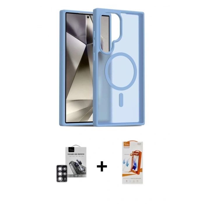 MARSİLYAN™- Galaxy S24 Ultra Kılıf Siluet Minimal Prime - Siyah AutoKit 5in1 Fiber Polymer Nano Ekran Koruyucu + PVD Metal Kamera Lens - PE