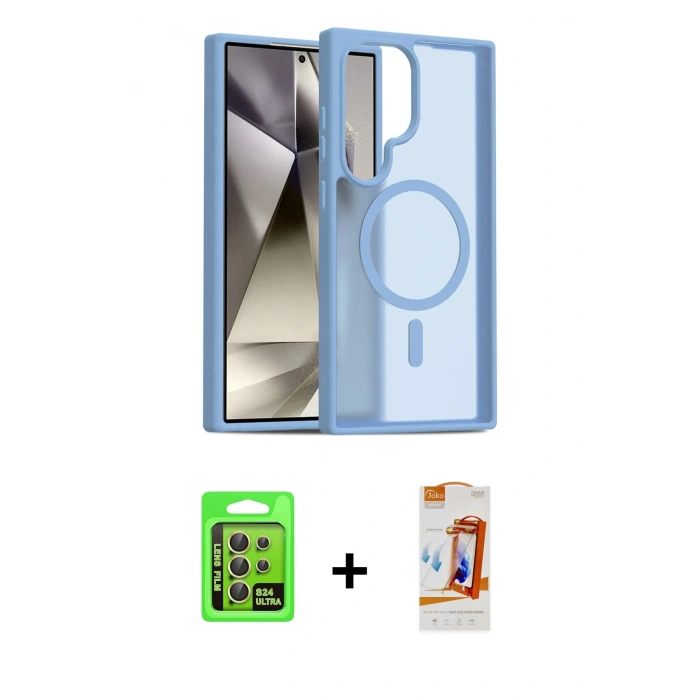 MARSİLYAN™- Galaxy S24 Ultra Kılıf Siluet Minimal Prime - Siyah AutoKit 5in1 Fiber Polymer Nano Ekran Koruyucu + Raze Metal Kamera Lens - SI