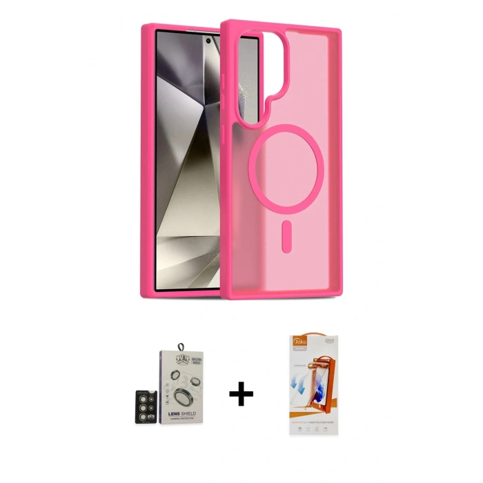 MARSİLYAN™- Galaxy S24 Ultra Kılıf Siluet Minimal Prime - Siyah AutoKit 5in1 Fiber Polymer Nano Ekran Koruyucu + Bilvis Titan Kamera Lens - GD