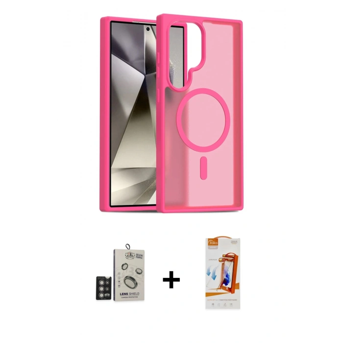 MARSİLYAN™- Galaxy S24 Ultra Kılıf Siluet Minimal Prime - Siyah AutoKit 5in1 Fiber Polymer Nano Ekran Koruyucu + Bilvis Titan Kamera Lens - DNMR