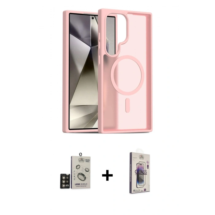 MARSİLYAN™- Galaxy S24 Ultra Kılıf Siluet Minimal Prime - Siyah Bilvis 3D Cam Ekran Koruyucu + Bilvis Titan Kamera Lens - GD