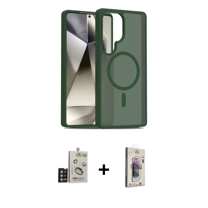 MARSİLYAN™- Galaxy S24 Ultra Kılıf Siluet Minimal Prime - Siyah Bilvis 3D Cam Ekran Koruyucu + Bilvis Titan Kamera Lens - GD