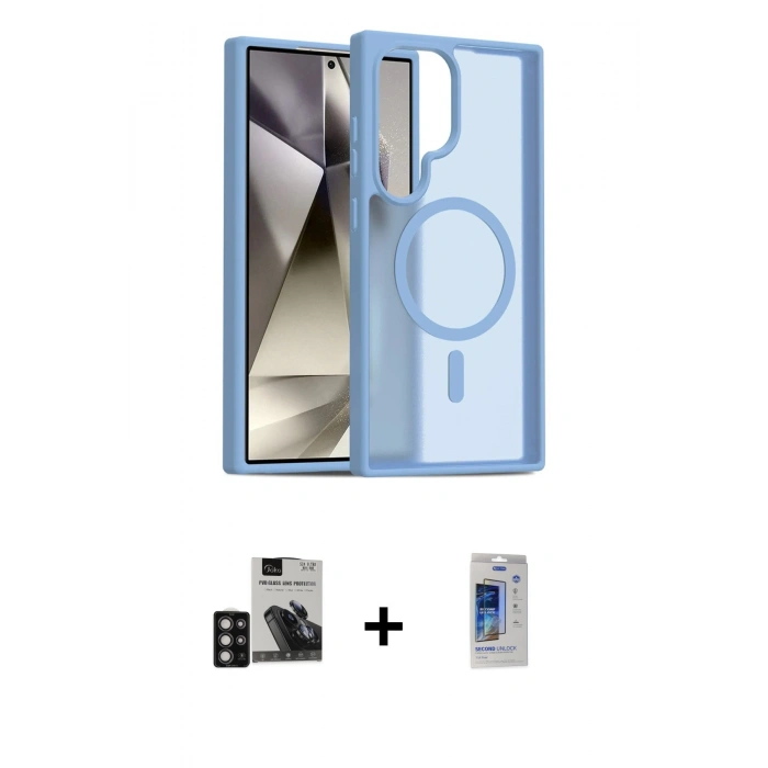 MARSİLYAN™- Galaxy S24 Ultra Kılıf Siluet Minimal Prime - Siyah Durable Full Glue Curved Cam + PVD Metal Kamera Lens - DNMR