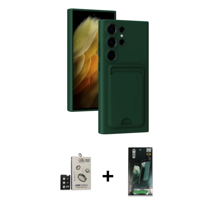 MARSİLYAN™- Galaxy S24 Ultra Kılıf Vadi Çizgi Prime - Şeffaf 360 Full Body Arka Koruyucu + Bilvis Titan Kamera Lens - SH