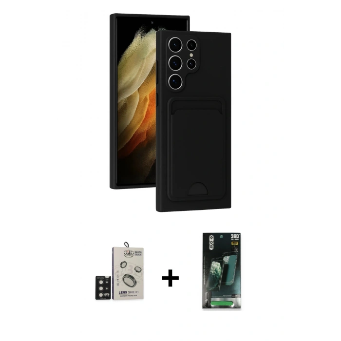 MARSİLYAN™- Galaxy S24 Ultra Kılıf Vadi Çizgi Prime - Şeffaf 360 Full Body Arka Koruyucu + Bilvis Titan Kamera Lens - SH