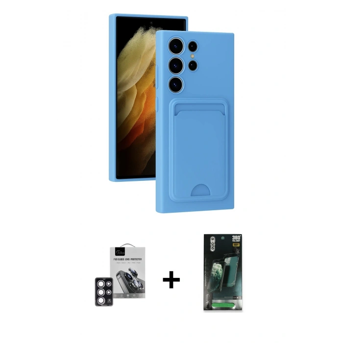 MARSİLYAN™- Galaxy S24 Ultra Kılıf Vadi Çizgi Prime - Şeffaf 360 Full Body Arka Koruyucu + PVD Metal Kamera Lens - PE