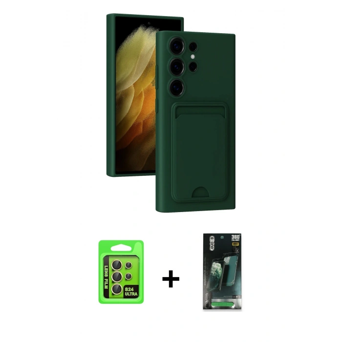 MARSİLYAN™- Galaxy S24 Ultra Kılıf Vadi Çizgi Prime - Siyah 360 Mat Full Body Arka Koruyucu + Raze Metal Kamera Lens - SI