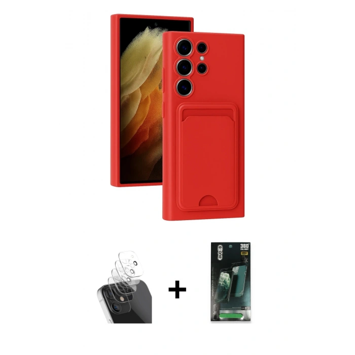 MARSİLYAN™- Galaxy S24 Ultra Kılıf Vadi Çizgi Prime - Siyah 360 Mat Full Body Arka Koruyucu + Kamera Lens Koruma Cam - SF