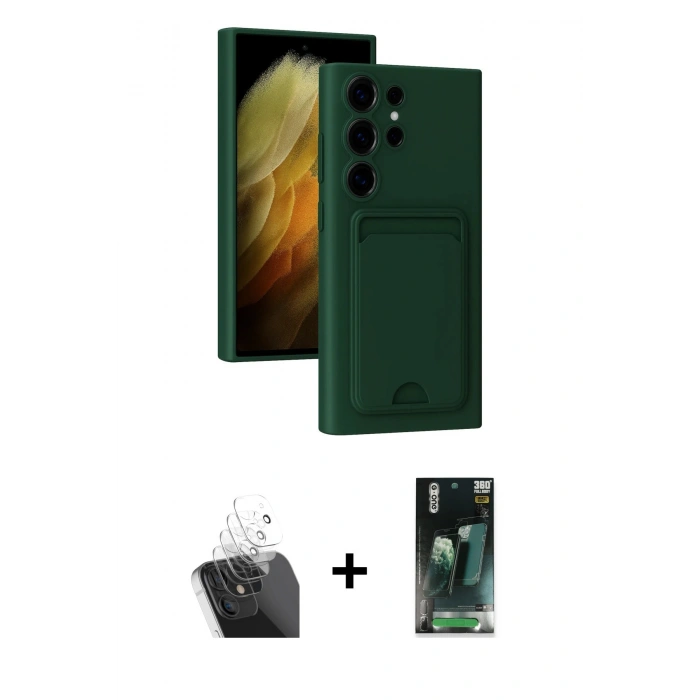 MARSİLYAN™- Galaxy S24 Ultra Kılıf Vadi Çizgi Prime - Siyah 360 Mat Full Body Arka Koruyucu + Kamera Lens Koruma Cam - SF