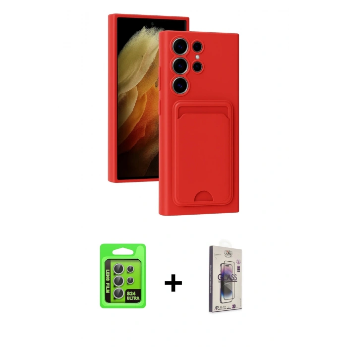 MARSİLYAN™- Galaxy S24 Ultra Kılıf Vadi Çizgi Prime - Siyah Bilvis 3D Cam Ekran Koruyucu + Raze Metal Kamera Lens - GS