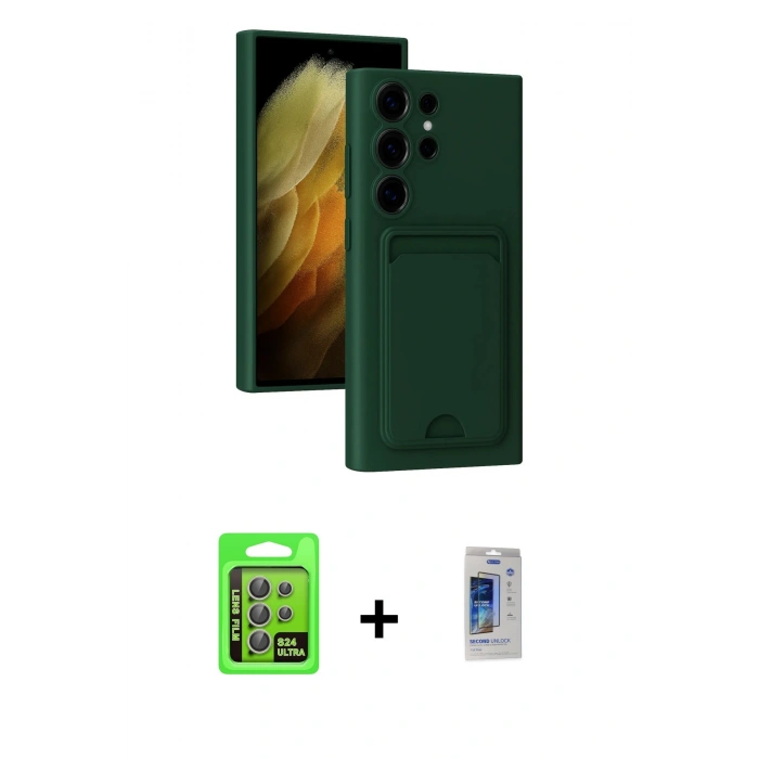 MARSİLYAN™- Galaxy S24 Ultra Kılıf Vadi Çizgi Prime - Siyah Durable Full Glue Curved Cam + Raze Metal Kamera Lens - GI