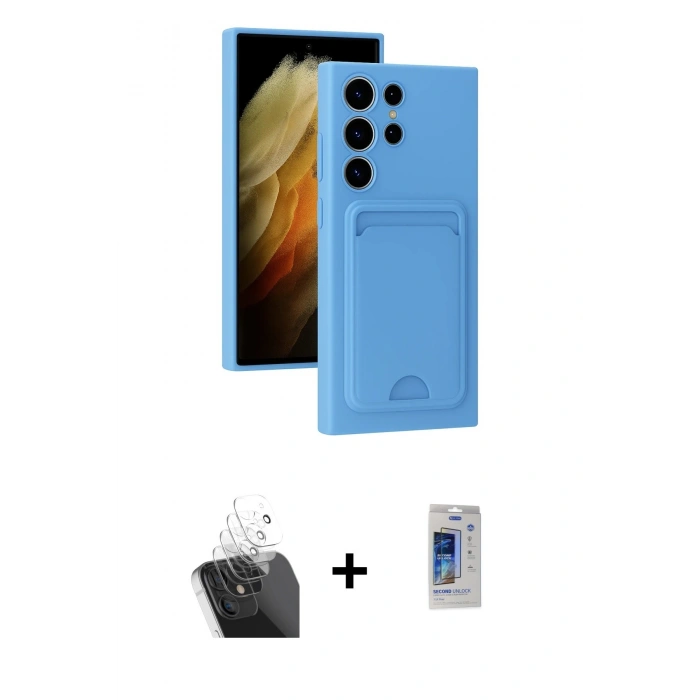 MARSİLYAN™- Galaxy S24 Ultra Kılıf Vadi Çizgi Prime - Siyah Durable Full Glue Curved Cam + Kamera Lens Koruma Cam - SF