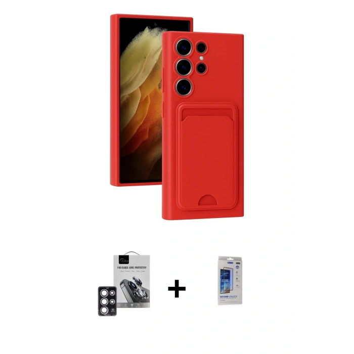 MARSİLYAN™- Galaxy S24 Ultra Kılıf Vadi Çizgi Prime - Siyah Durable Full Glue Curved Hayalet Cam + PVD Metal Kamera Lens - PE